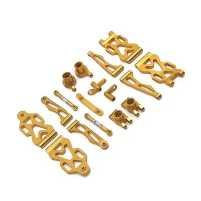 Metal Upgrade Swing Arm Steering Cup Connecting Rod Set Compatible with RC Car Models 1 16 Scale 16101 16102 16103 16104 16106 16201(Yellow)