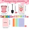 24 Set Valentines Day Cards for Kids Classroom,Nursery Pots with Humidity Dome Shovel and Seed Packet,Small Plastic Plant Pots Valentines Party Favors for Classroom Exchange (Not Included Seeds) view 2
