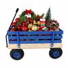 Wooden Garden Wagon with Air-Filled Tires,Heavy-Duty Steel Pull Cart for Kids & Adults,176LB Capacity,Removable Wooden Panels,Outdoor Pull Cart for Yard Work,Toy Storage,Black Metal Handle,Fresh Blue view 1