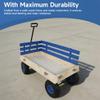 Wooden Garden Wagon with Air-Filled Tires,Heavy-Duty Steel Pull Cart for Kids & Adults,176LB Capacity,Removable Wooden Panels,Outdoor Pull Cart for Yard Work,Toy Storage,Black Metal Handle,Fresh Blue view 4
