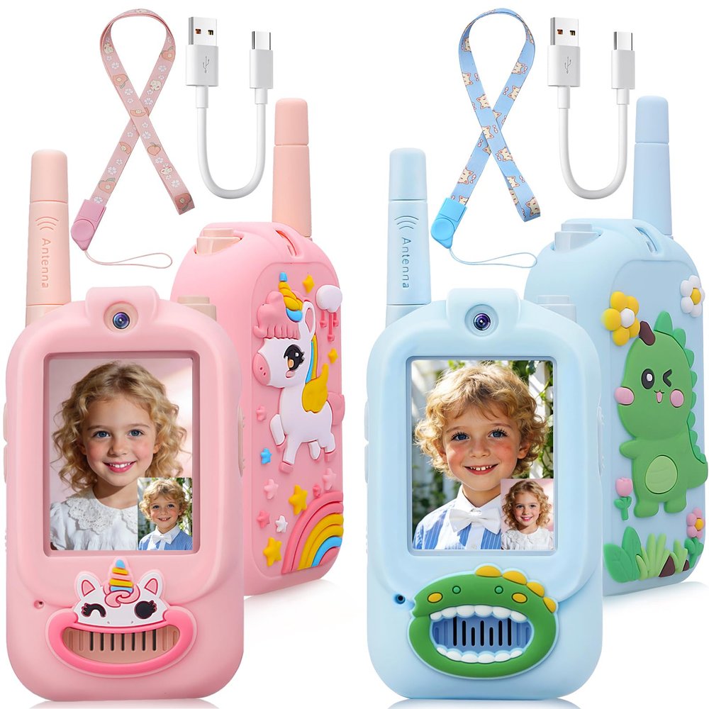 2 Pack Video Walkie Talkies for Kids Rechargeable Digital Toy Walkie-talkies with Camera Long Range for Boys Girls Age 3-5 Children