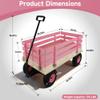 Heavy-Duty Steel Garden Wagon with All-Terrain Air-Filled Tiresfor Kids & Adults,176LB Capacity,Removable Wooden Panels,Outdoor Pull Cart for Yard Work,Toy Storage,Black Metal Handle,Pink view 2