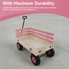 Heavy-Duty Steel Garden Wagon with All-Terrain Air-Filled Tiresfor Kids & Adults,176LB Capacity,Removable Wooden Panels,Outdoor Pull Cart for Yard Work,Toy Storage,Black Metal Handle,Pink view 4