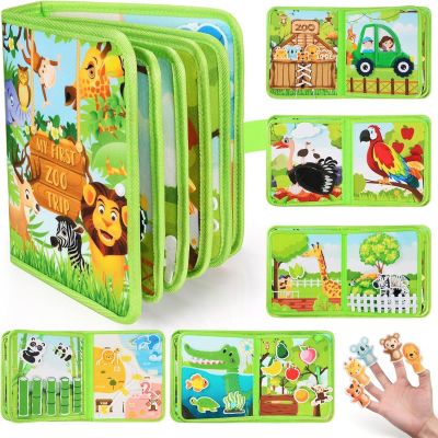 ivebed Montessori Busy Book-Learn While Playing, Toddler Montessori Play Board Fabric Book for Long Car Rides and Summer Trips Boys Girls, No Screens, No Meltdowns, Just Focused Play(Style-l)