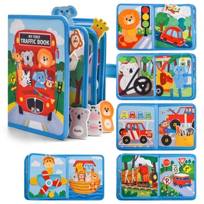 ivebed Montessori Busy Book-Learn While Playing, Toddler Montessori Play Board Fabric Book for Long Car Rides and Summer Trips Boys Girls, No Screens, No Meltdowns, Just Focused Play(Style-h)