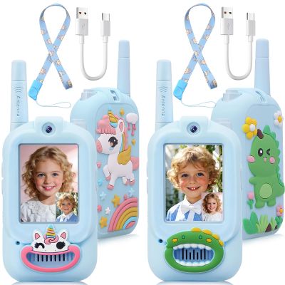2 Pack Video Walkie Talkies for Kids Rechargeable Digital Toy Walkie-talkies with Camera Long Range for Boys Girls Age 3-5 Children