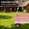 Heavy-Duty Steel Garden Wagon with All-Terrain Air-Filled Tires for Kids & Adults,Removable Wooden Panels,Outdoor Pull Cart for Yard Work,Toy Storage,White Metal Handle,Pink view 3
