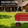 Wooden Garden Wagon with Air-Filled Tires,Heavy-Duty Steel Pull Cart for Kids & Adults,Removable Wooden Panelsfor Outdoor Camping, Courtyard Transportation and Family Trailer,White Metal Handle,Red view 3
