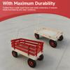 Wooden Garden Wagon with Air-Filled Tires,Heavy-Duty Steel Pull Cart for Kids & Adults,Removable Wooden Panelsfor Outdoor Camping, Courtyard Transportation and Family Trailer,White Metal Handle,Red view 4