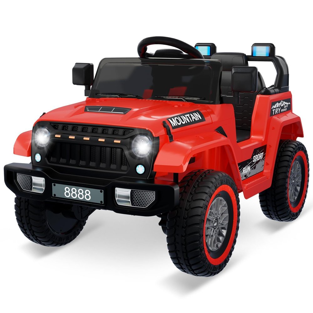 12V Kids Ride on Car Truck with Parent Remote Control, Electric Toy Vehicle for Boys Girls, All Terrain Outdoor Play with Spring Suspension, LED Lights & Music Player
