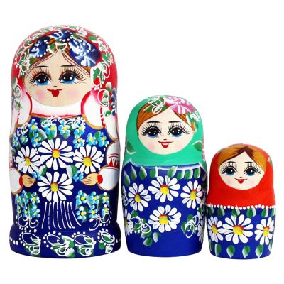 Russian Nesting Dolls - 7 Pieces Wooden Table Decor, Decorative Stacking Dolls with Daisy Pattern for Kids, Teens and Adults | Collectors Students Lovers of the ar