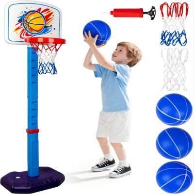 Toddler Basketball Hoop Set,Adjustable Kids Basketball Goal with 3 Balls & 2 nets & Pump,Indoor Outdoor Poolside Mini Hoop Toy for Boys Girls Ages 1-6 Birthday