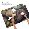BEAROWL Wooden Puzzles for Adults 1000 PiecesPeaceful Brown Bear Resting in Painted Landscape,Creative Activity HobbiesChallenge to YourselfHands-On Assembly of Your Home Dcor Wall Art view 3