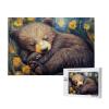 BEAROWL Wooden Puzzles for Adults 1000 PiecesPeaceful Brown Bear Resting in Painted Landscape,Creative Activity HobbiesChallenge to YourselfHands-On Assembly of Your Home Dcor Wall Art view 4
