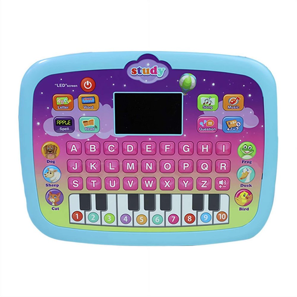 Kids English Learning Tablet, Educational Toys for 3-6 Year Olds, Interactive ABC Learning Pad with Vocabulary, Phonics, Numbers, Shapes & Songs, 9 Inch Toddler Early Education Machine (Pink/Blue)