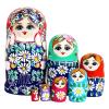 Daisy Nesting Dolls, Hand Painted, 21cm, Wooden Stacking Set, Russian Art Figurines, S mooth F inish, for Kids, Teens, Adults, Collectors, Students, Art Lovers, Birthday, Holiday, Office, Playroom view 1