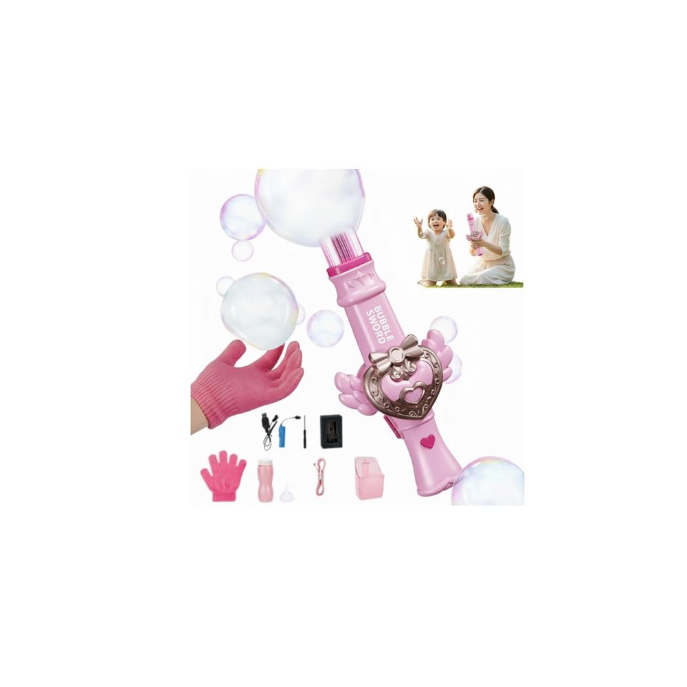 Colorful for Kids, Elastic Bubble Fog Wand, Colorful Fog BubbleMachine, Interactive Mist Bubbles Maker Smoke Bubbles Magic Wand Blower for Party Family Night (Pink A)