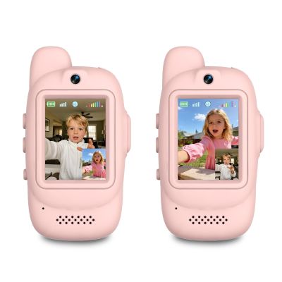 Video Walkie Talkies for Kids, 2 Pack Rechargeable Video Walkie Talkies, HD Camera, Voice Changer, for Family Fun, Camping and Travel, Ages 3-12, Pink and Pink