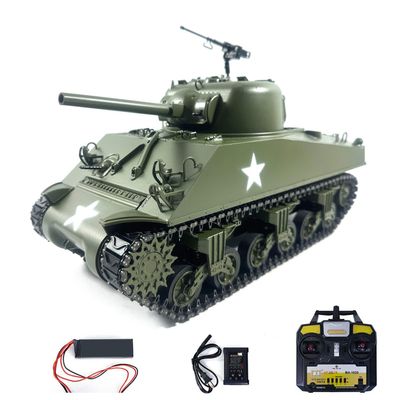 wheelfun Mato 100% Metal 1/16 Scale Army Green M4A3 Sherman BB Ver RTR RC Combating Tank 1230 Model Light Sound BB Shooting Hobby Grade Model for Ages 14+