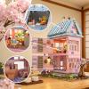 amireed House Building Block Sets for Adult with Light, 1432 PCS Cherry Blossom House Building Kit with 3 Story Home Decor, Japanese Modern House Model Birthday Gift for Adults Teens Girls view 3
