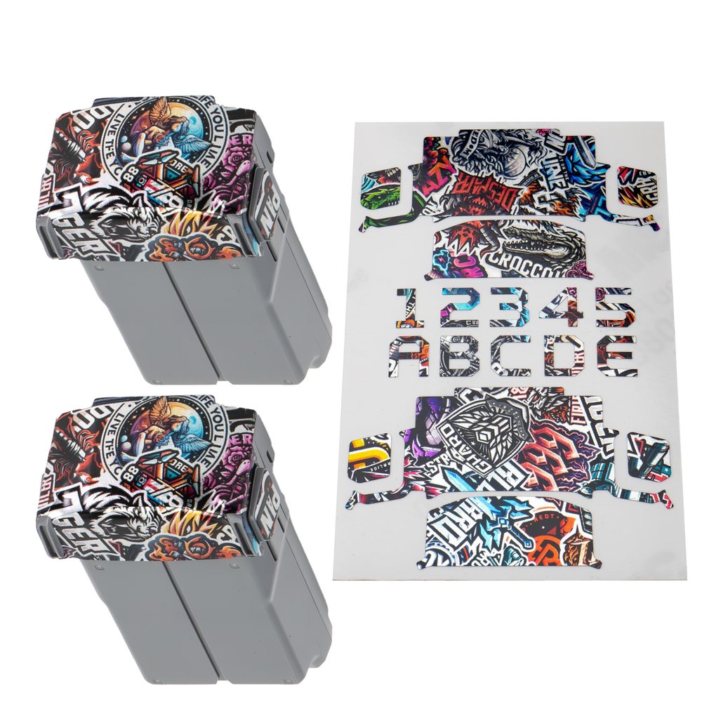 WRAPGRADE Skin Stickers Compatible with DJI Mini 5 Pro's Two Batteries (Metal Sticker Bomb)