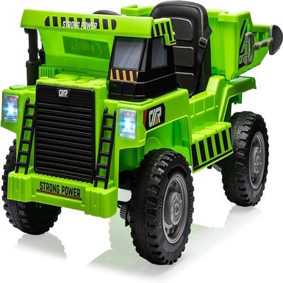 12V Ride-on Dump Truck for Kids with Parent Remote Control,Construction Vehicle w/Electric Dump Bed, Extra Shovel & Bluetooth Music, All-Terrain Toy Car for Outdoor Play