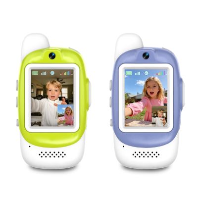 Video Walkie Talkies for Kids, 2 Pack Rechargeable Video Walkie Talkies, HD Camera, Voice Changer, for Family Fun Camping and Travel, Ages 3-12, Green and Purple