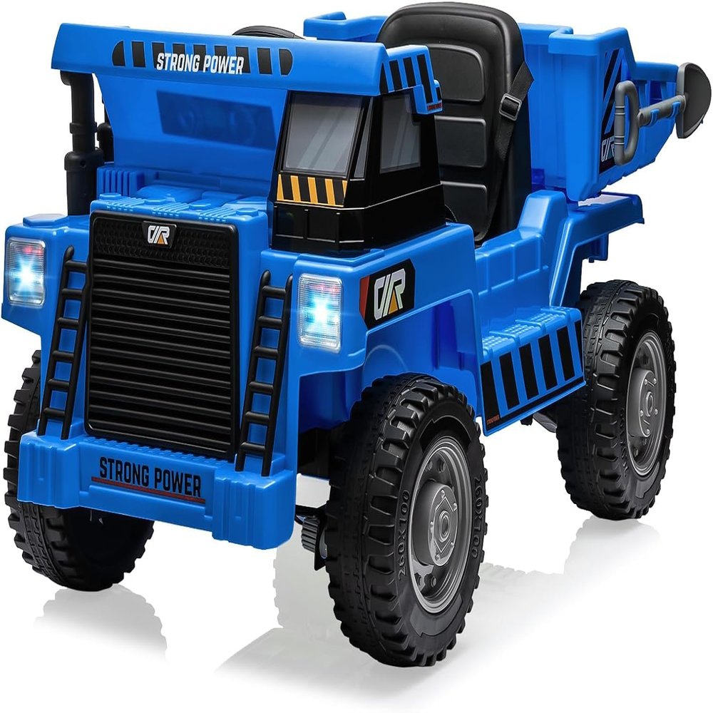 12V Ride-on Dump Truck for Kids with Parent Remote Control,Construction Vehicle w/Electric Dump Bed, Extra Shovel & Bluetooth Music, All-Terrain Toy Car for Outdoor Play