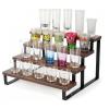 4 Tier Rustic Wood Shot Glass Display Stand, Perfect for Shot Glass Storage Organizer, Rustic Shelf Suitable for Perfume Display and Spice, Ideal for Kitchen, Home Bar & Man Cave, Easy to Assemble view 1
