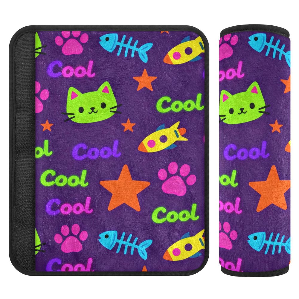 Cute Cat Paw Dark Purple 2 Pack Shoulder Pads for car seat Straps, Stop seat Belt Cutting into Neck, seat Belt Covers for Adults for Sedan