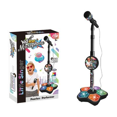 Microphone with Stand, 2026 New Karaoke Machine, Portable Singing Toy for Parties, Colorful Lights Microphone (Black)