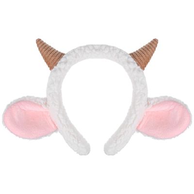 Amosfun Sheep Ears Horn Headband Cartoon Headwear Fancy Dress Animal Party Cosplay Headband Christmas Party Favors