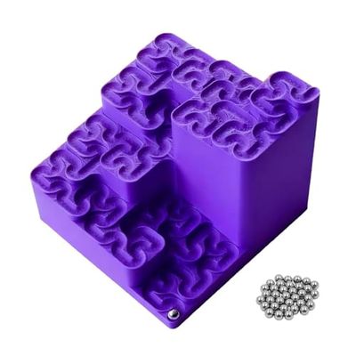 3D Printed Hilbert Curve Marble Run, Endless Looping Fractal Maze (Purple)