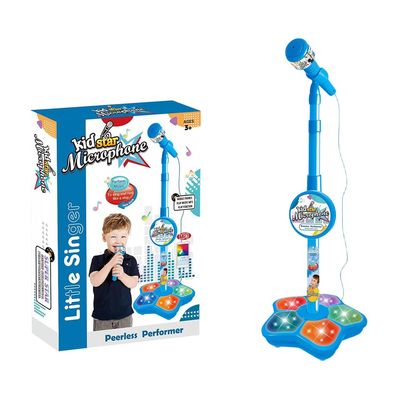 Microphone with Stand, 2026 New Karaoke Machine, Portable Singing Toy for Parties, Colorful Lights Microphone (Blue)