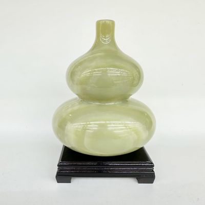 NATURAL MARBLE SHOP Green Onyx Marble Hu Lu/Wu Lou/Gourd for Chinese Feng Shui - Chinese Good Luck Wu Lou for Housewarming Gifts Home, 9.4" H