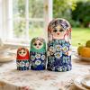 Wooden Russian Nesting Dolls, 7 Pieces Daisy Pattern Set, 15x10cm Tabletop Stacking Decoration, Hand Painted Wood Material, Decorative Stacking Dolls for Display, Kids Teens Adults Use view 3