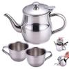 CAKEEYUM Kids Tea Set Includes Portable 330ml Stainless Steel Long Spout Teapot with Filter Screen and 2 70ml Cups for Children Gifts Childrens Tea Set, Kids, Small Teapot, Stainless Steel Te view 1