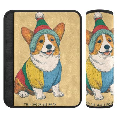 Rainbow Costume Cute Corgis 2 pcs carseat Straps Covers, Stop seat Belt Cutting into Neck, carseat Seatbelt Covers for Van