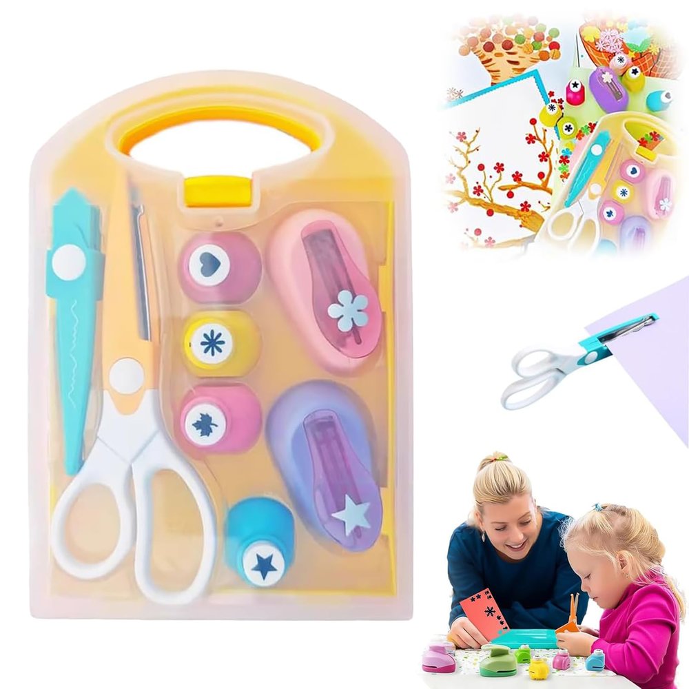 2026 New Creative Kids DIY Puncher Craft Set,Craft Hole Punch Shapes Set,Shape Cutters for Crafts, Leaf, Butterfly, Star Heart Flower Punch DIY Projects. (1)