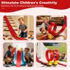16ft DIY Flexible Toy Car Track, Window Wall Stunt Racetrack, Suction Cups & Stabilizer Clips, 4 Diecast Cars Included, Loop Turns, Plays Longer Than Short Tracks, Easy Roll-Up Gift Box, 4-8 Year Old view 3