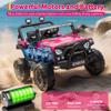 12V Ride On Car for Kids, Ride On Toy w/Parent Remote, Spring Suspension, Bluetooth, Music & Horn, LED Light, 4.1MPH Max Speed, 3 Speeds, Electric Car for Kids Toddlers Age 3-8, Rose Pink view 4
