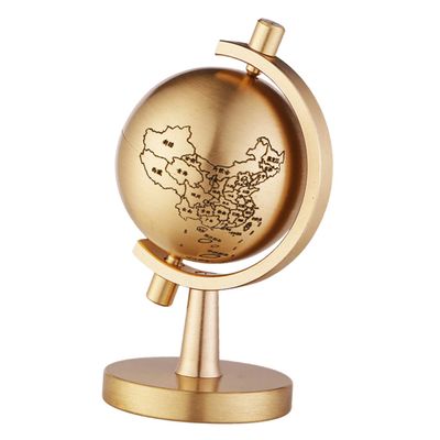 BESPORTBLE Rotating Small Brass Globe with Base Compact Desktop Globe Decoration for Home Office Classroom Tabletop Ornament with Fine Texture and Stable Stand