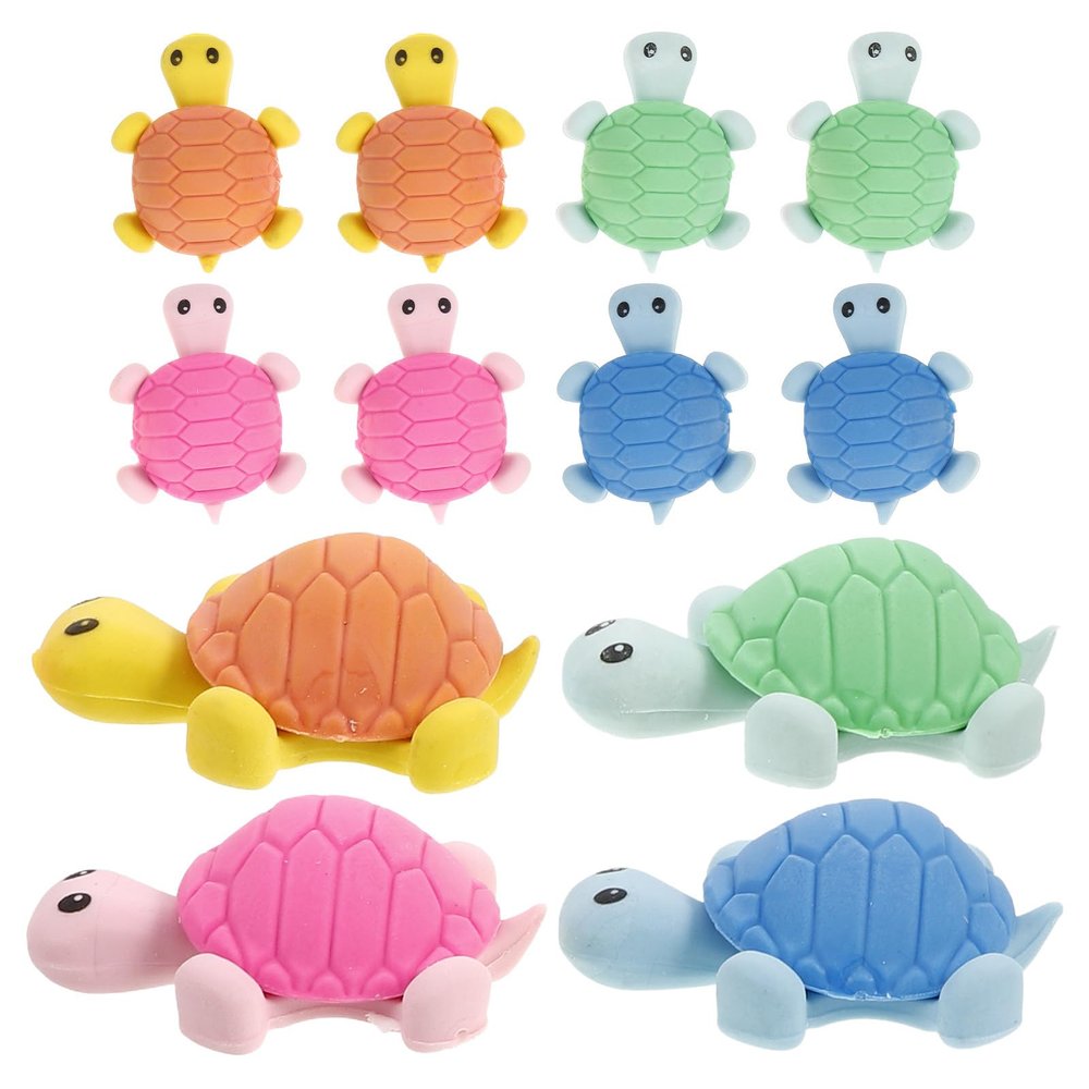 Abaodam 24Pcs Turtle Shaped Erasers Bulk Cartoon Erasers for Students Stationery Drawing Supplies and Easy to Erase Pencil Marks Random Color
