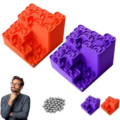3D Printed Hilbert Curve Marble Run, Endless Looping Fractal Maze with Steel Ball, Fractal Math Desk Toy & Kinetic Art, Fractals Ball Track, Relaxing Stress Relief for Adults Kids (2pcs)