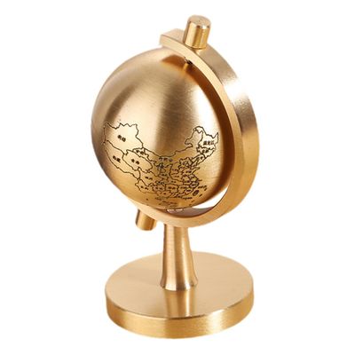Abaodam Rotating Small Brass Globe with Stable Base Compact Desktop Globe Ornament for Home Office and Bedroom Decor Brass Material Tabletop Decoration