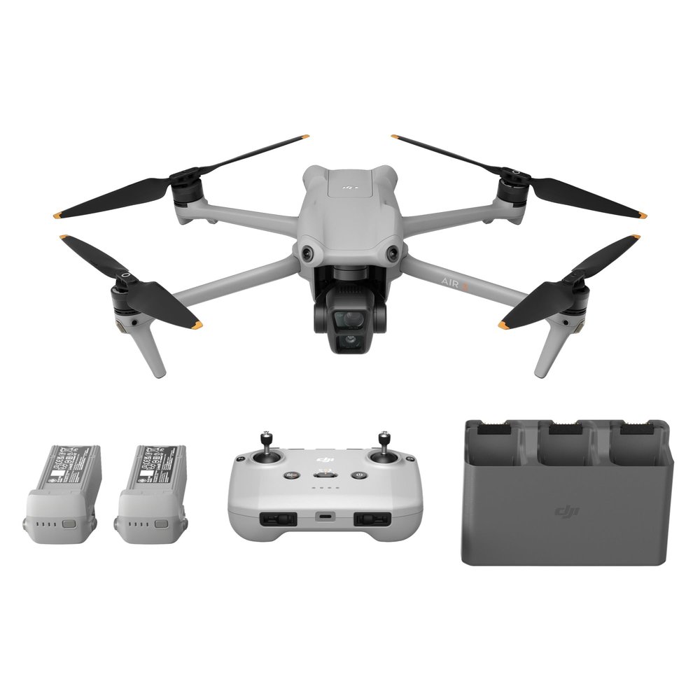 DJI Air 3 Fly More Combo with RC-N2 Remote Controller, Drone with Camera 4K, Dual Primary Cameras, 3 Batteries for Extended Flight Time, 48MP Photo, Camera Drone for Adults, FAA Remote ID Compliant (Renewed)