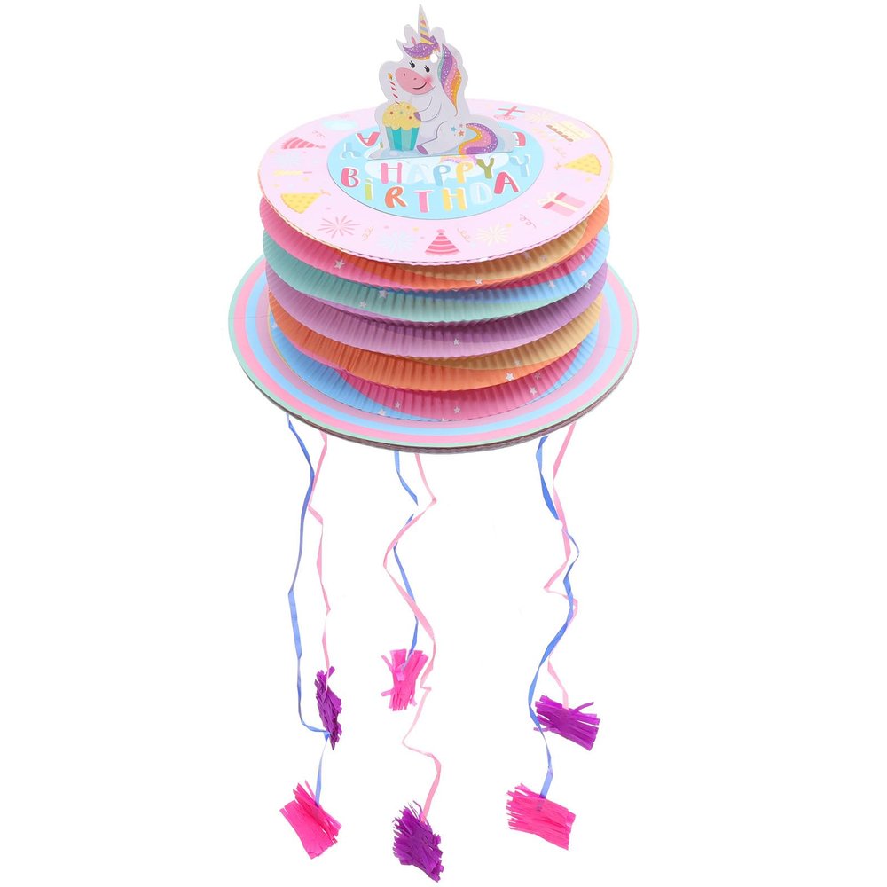 Abaodam Mini Pull String Unicorn for Birthday Party Festive Game Prop Decorative Pink Unicorn Cake Design Candy and Favor Holder for Holiday Celebrations