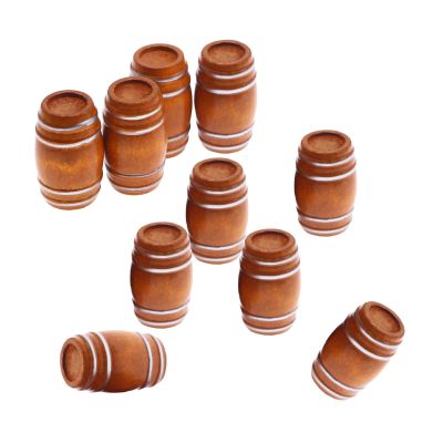 10 PCS Miniature Wooden Barrel, Vintage Barrel Figurine, Beer Barrels Figurine Model for Micro Landscape Decoration, Fairy Garden Bar