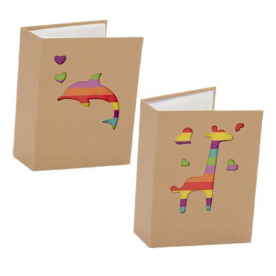 Abaodam 2pcs Photo Album with Kraft Paper Insert Sleeve Design Lightweight Photo Holder for Home Storage for Memories with Giraffe and Dolphin Patterns