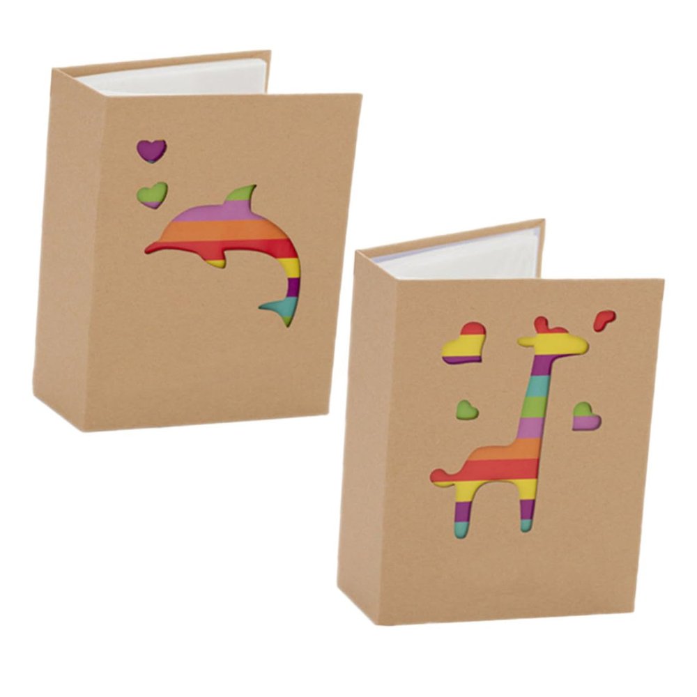 Abaodam 2pcs Photo Album with Kraft Paper Insert Sleeve Design Lightweight Photo Holder for Home Storage for Memories with Giraffe and Dolphin Patterns